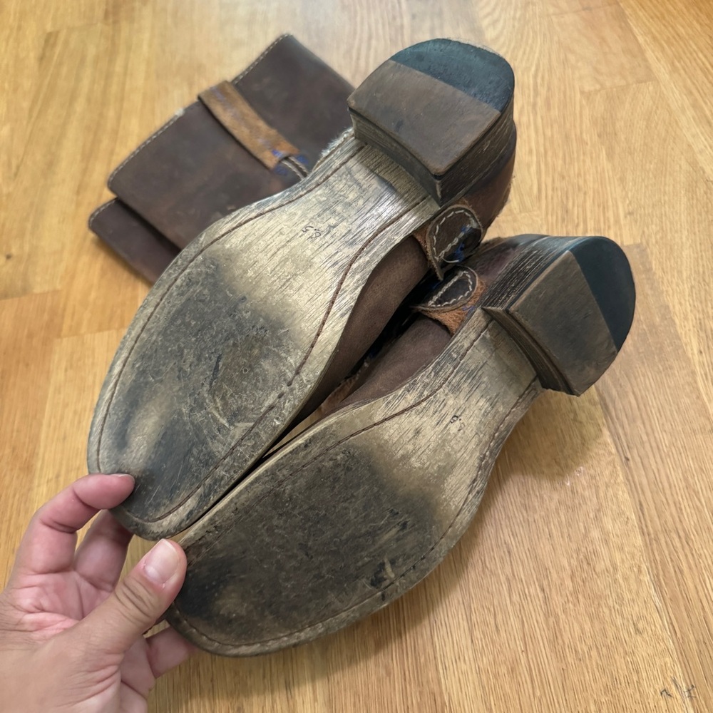 Bed Stu 6.5 Opal Brown Harness Tall Leather Boots Bottle Cap Opener - Picture 8 of 11